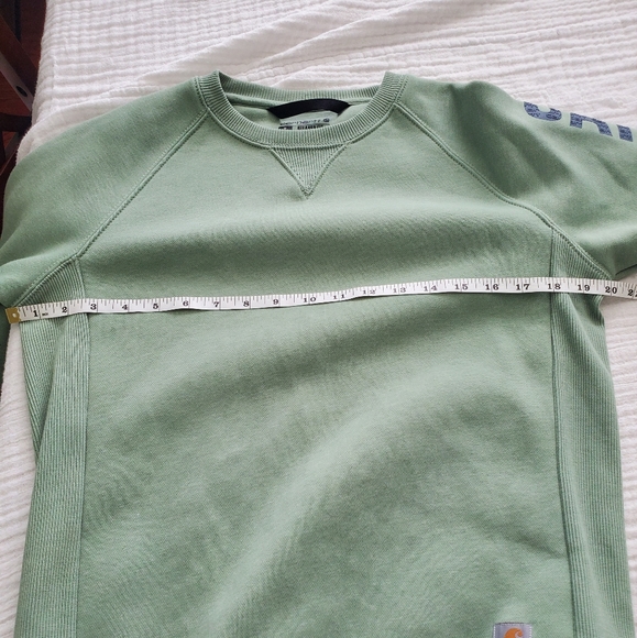 Carhatt Womens Relaxed Fit Midweight Crewneck Block Logo Sleeve Graphic Size: S - Picture 13 of 15